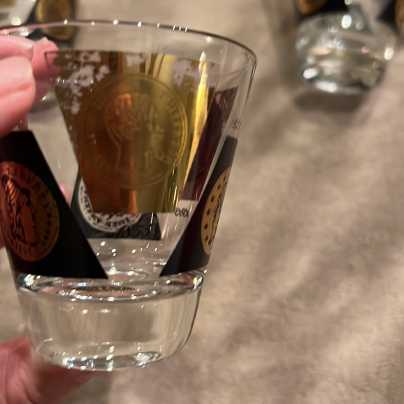 Vintage Cera MCM Double Shot Glasses 22k Gold Black Coins Barware Set of 4 ✨ - Picture 6 of 10
